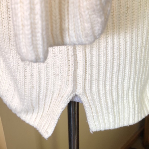 TALBOTS Size Large P Rib Fisherman Turtleneck ECRU Cotton Rayon Cashmere Nylon - Picture 11 of 13